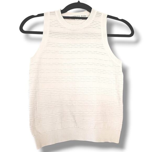 Veronica Beard Crochet top vest cream Size XS Viscose Oldmoney Cleangirl Classic - Picture 1 of 9